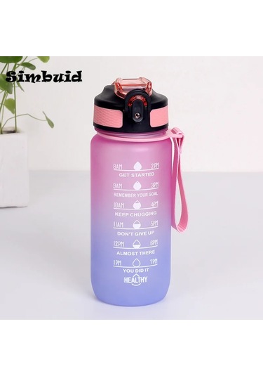 600ml/750ml/1000ml Spor Şişesi Zaman Ölçeği İle Açık Degrade Renk İçme Suyu 600ml Pink-d 600ml To 1000ml 600ml Pink-d