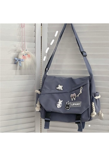 Mavi Naylon Çanta Omuz Çantası Büyük Kapasiteli Crossbody Çanta Genç Messenger Çanta Öğrenci Okul Çantaları İçin Mavi