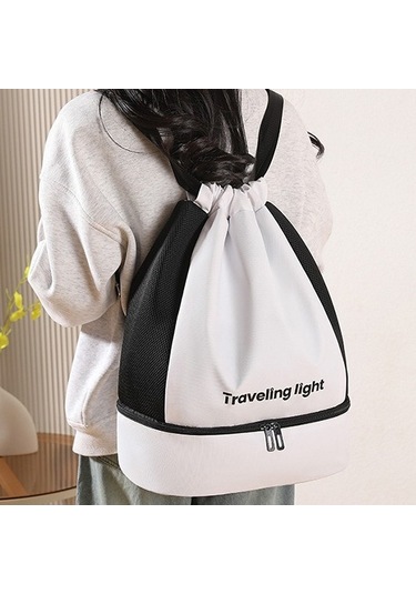 Tuomeng Yeni Islak Ve Kuru Ayırma Seyahat Sırt Çantası Taşınabilir Bölmeli Spor Sırt Çantası Beyaz