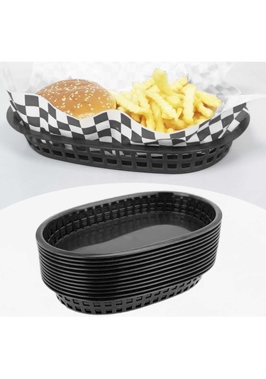 Pazly Suntek Siyah Sepeti Restoran Oval Food Fast Adet 12 Tj Siyah