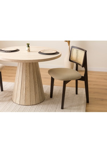 Zeus Bambu Hasırlı Ahşap Bohem Sandalye Siyah