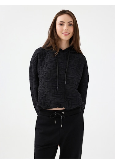 Crop Kadın Sweatshirt Siyah