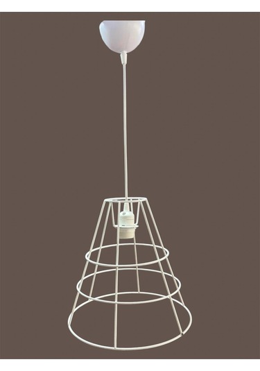 Huni Avize Teli , İskeleti Uzun Boy 30x30 Cm Beyaz Statik Boyalı Duy Takımı Dahil Beyaz