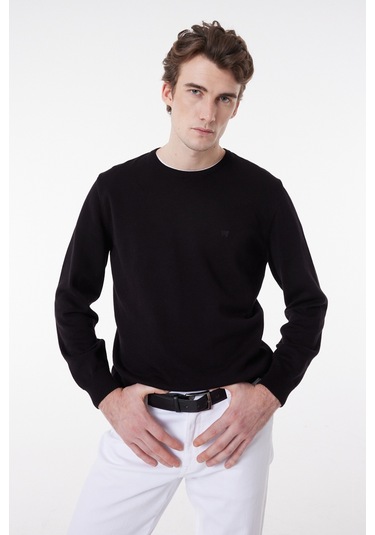 Wrangler Regular Fit Normal Kesim %100 Pamuk Erkek Siyah Triko Kazak W8A02P100 Siyah