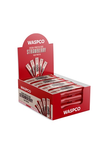Waspco Vegan Protein Bar Çilekli 40g x 12 Adet
