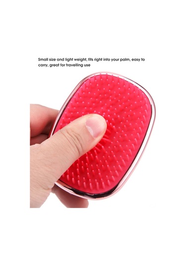 Moveevo Mini Taşınabilir Elektrokaplama Renkli Saç Tarağı, Uzun Ve Kısa Dişler Dönüşümlü, Gül Kırmızısı