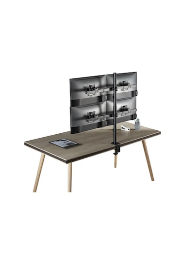 Npo Std5704b Basic 17"-32" Vesa Yükseklik/genişlik Ayarlı Kablo Yönetimli Dörtlü Monitör Tutucu