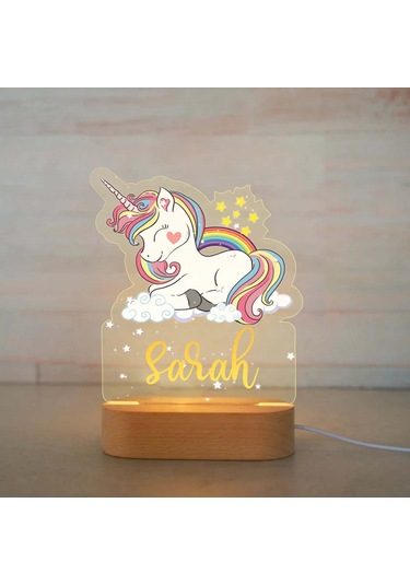 Kişiye Özel Çocuklar İçin Hayvan Gece Lambası İsimli Akrilik Lamba 7 Çok Renkli