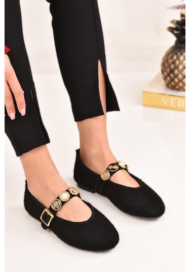 Kadın Günlük Babet Tokalı Ayarlanabilir Hafif Rahat Ayakkabı Füme