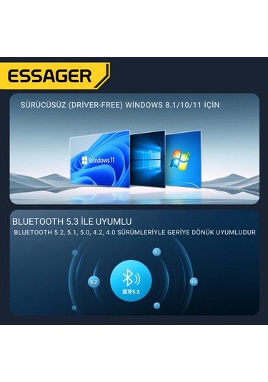 Essager Bluetooth 5.3 Sürücüsüz Tak-çalıştır Bluetooth Adaptörü, Tv, Pc, Kulaklık, Ses Sitemi Uyumlu