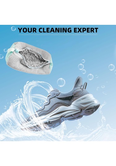 Tenfowee Gri Kaliteli Ayakkabı Yıkama Çantası - Dayanıklı Poliester, Makine Yıkamada Koruma, Deformasyona Karşı, Invisible Otomatik Kilitli Fermuar Gri