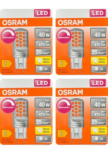 Osram 4w 40w 2700k Sarı Işık G9 Duylu Dim Edilebilir Led Kapsül Ampul 4 Adet