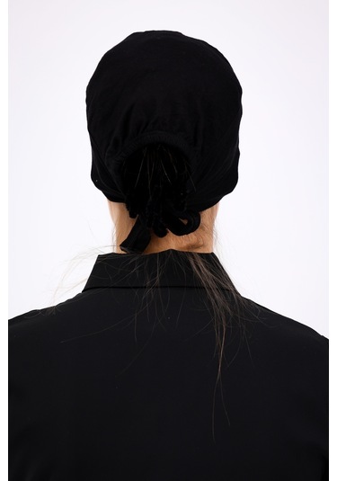 Kaymayan Silikonlu Dikişsiz Bone Siyah - Kaymaz Kadın Tesettür Bağlamalı İç Bone Siyah