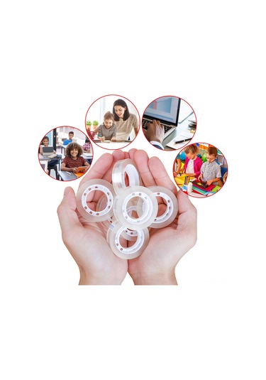 Youmex Öğrenci Ve Ofis Kullanıma Uygun 18mm 20y Transparan Ripsel Bant - 8 Adet Paket 8