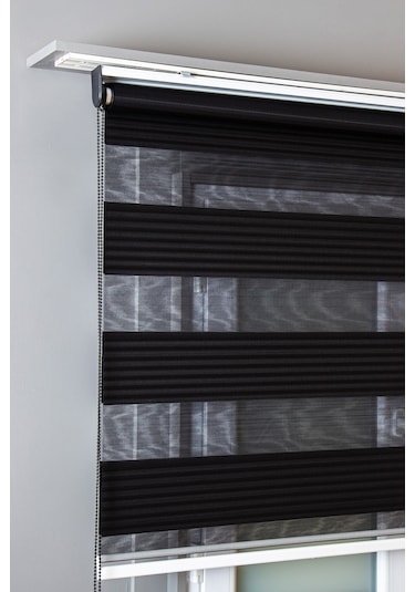 Pileli Siyah Zebra Stor Kaliteli Güneşlik Perdeler