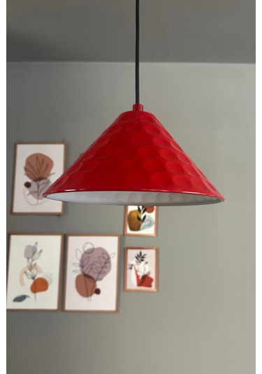 Rumy Kırmızı Tekli Avize Sarkıt Ofis Showroom Salon Mutfak Avizeleri Kırmızı