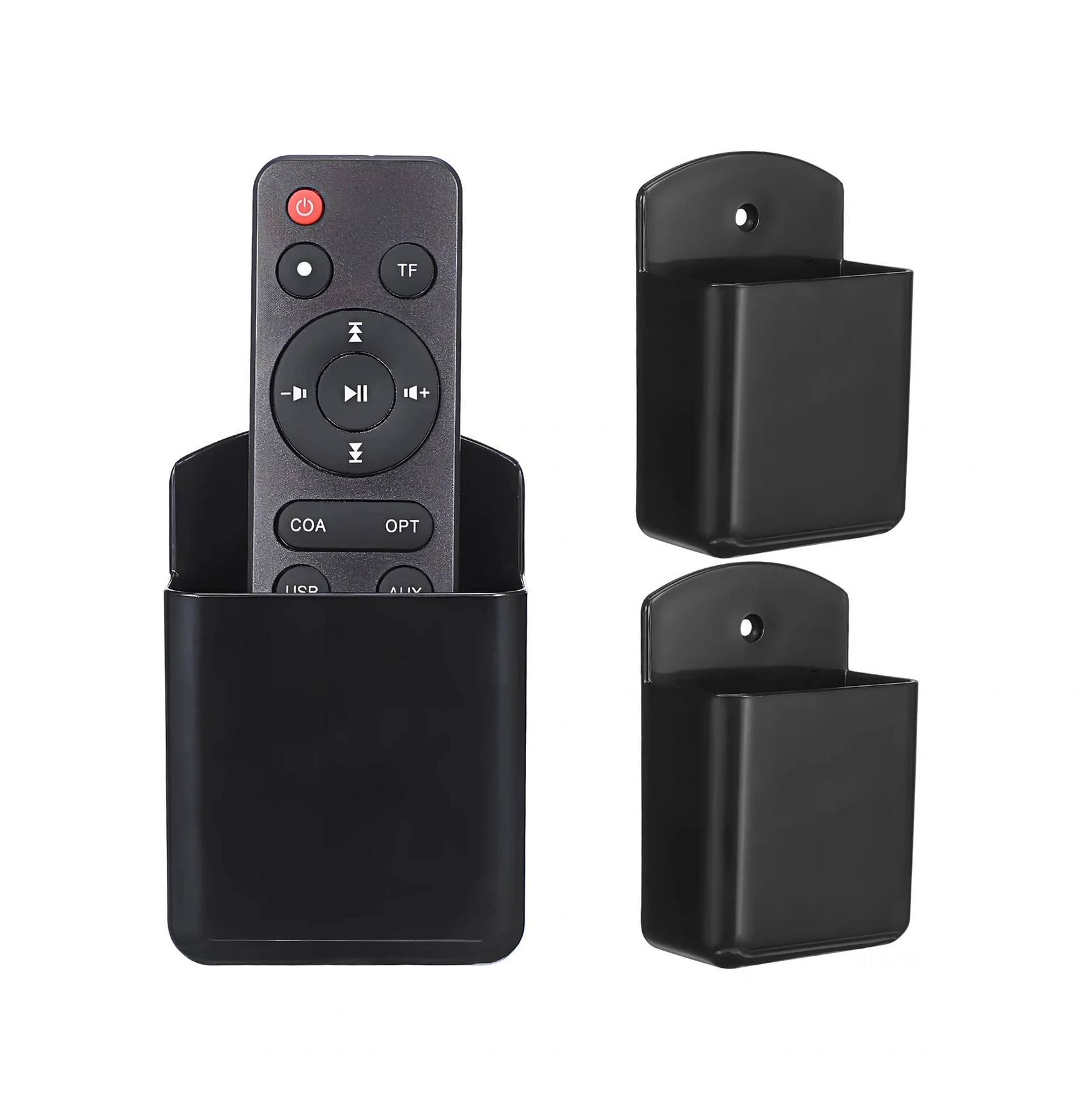 Kosona Duvar Tipi Uzaktan Kumanda Saklama Kutusu, Ofis Kalemlik, Delme Yok Kurulum, Duvarlı Depolama Rafı - 3 Adet Siyah