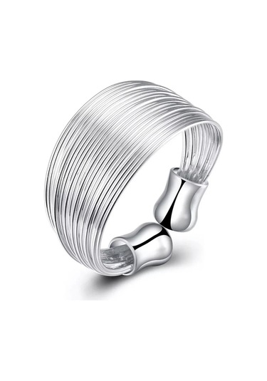 925 Ayar Gümüş Ayarlanabilir Minimalist Çok Katmanlı Yüzük