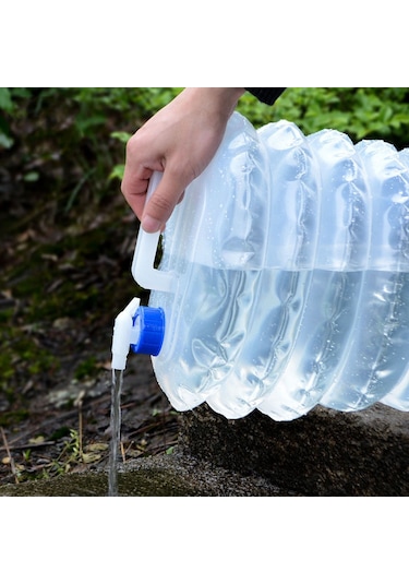 Xiyyadms 15l Taşınabilir Pe Katlanabilir Su Torbası, Kapaklı, Akış Kontrolü, Kamp-piknik-doğa Aktivitesi İçin Güvenilir Ve Yeniden Kullanılabilir Şeffaf