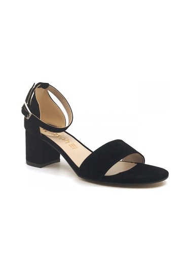 Ayakkabımood Gizzah Siyah Süet 5Cm Bayan Tek Bant Topuklu Ayakkab