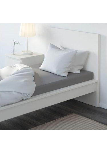 Tek Kişilik Lastikli Çarşaf, Gri Renk Ölçü 90x200 cm Pamuklu