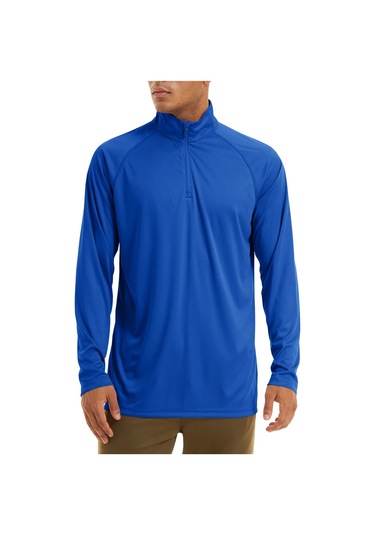 Tacvasen Erkek Anti-uv Güneş Korumalı Uzun Kollu Zip T-shirt Yaz Golf Egzersiz Özbekistanroyal Blueerkek Royal Blue