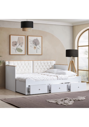 Alaçatı Divan Çekmeceli Açılır Çift Kişilik Karyola + Soft Yatak