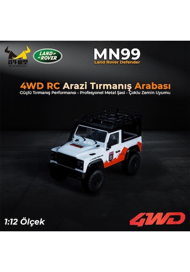 Mn Model Mn99 V2 1/12 Land Rover Defender D90 4wd Rc Model Crawler Offroad Uzaktan Kumandalı Araba Truck Rtr Beyaz+dahili Işık Seti