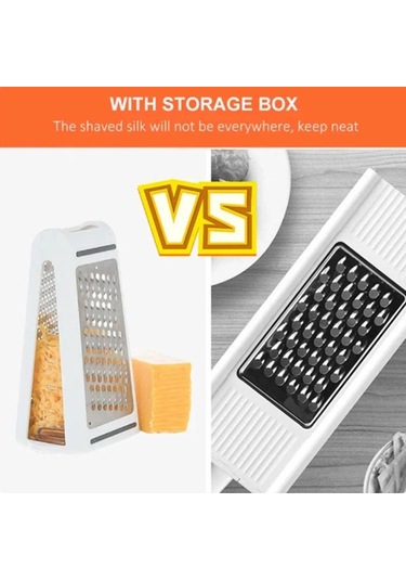 Çift Taraflı Peynir Rendesi Sebze Rendesi Kapaklı Saklama Kabı Havuç Salatalık Dilimleyici Kesici Mutfak Gereçleri Paslanmaz Bıçaklar Beyaz