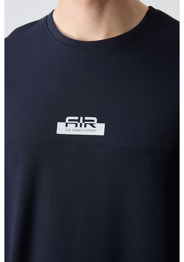 Lacivert Pamuklu Kalın Yumuşak Dokulu Oversize Fit Basic Erkek Şort Takım - 85259
