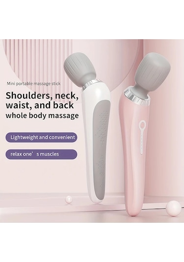 Elmpaly Pembe Şarj Edilebilir Elektrikli Masaj Tabancası Boyun Omuz Bacak Sırt Kas Rahatlatma Pembe