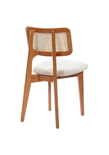 Zeus Hazeranlı Hasırlı Model Ahşap Bohem Sandalye Natural - Krem