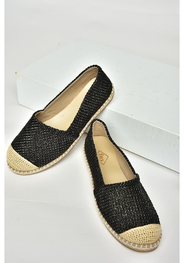 Fox Shoes D280250017 Siyah Hasır Günlük Kadın Ayakkabı Siyah-hasır Siyah