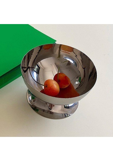 Homyl Paslanmaz Çelik Dondurma Fincan Tatlı Parti Bebek 6cm Gümüş