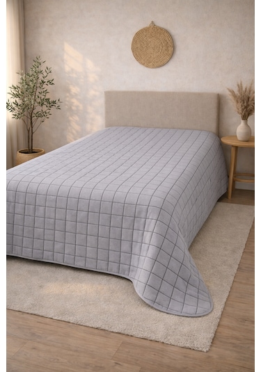 Laila Kapitone Pamuklu Tek Kişilik 160 X 230 Cm Pike Gri