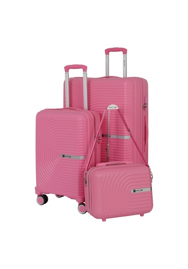 Mçs Polipropilen 3lü Valiz Seti Büyük & Kabin & Makyaj V374 S24sy1000081-set 00020 Pembe