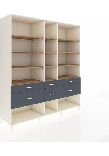 Kronos Dolap 12 Raflı 6 Çekmeceli 220x59x243 Aytaşı-çam/antrasit Atlas Çam/antrasıt