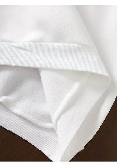 Kışlık Kapüşonlu Sweatshirt, Çocuk New York Manhattan Baskılı BEYAZ