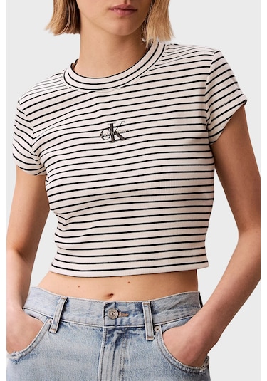 Calvin Klein Bayan T Shirt Lv047f833g Xdy Siyah Beyaz