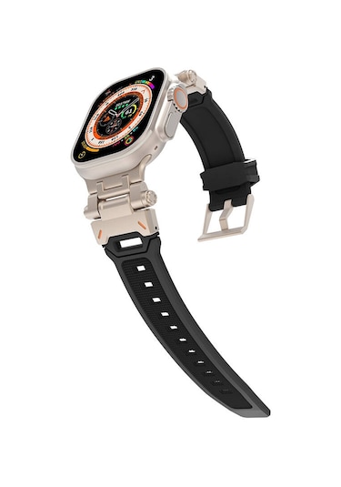Watch 44mm Mkst Krd-108 Metal Başlıklı Silikon Kordon-siyah-starlight