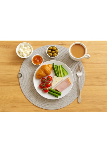 Upeka 6'lı Jütip Supla Yuvarlak Amerikan Masa Servis Gri Renk28cm Gri