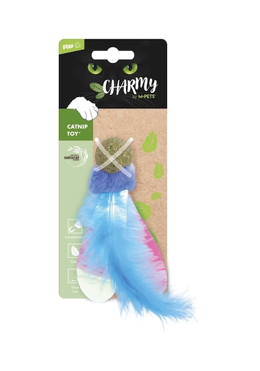 M-pets Charmy Firefly Catnipli Tüylü Top Kedi Oyuncağı 13 Cm Mavi