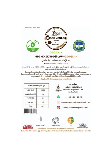Taş Değirmenden Gurme & Organik İğde Ve Çekirdeği Unu Glutensiz 300 G