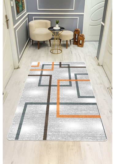 Modern Desenli Dijital Baskı Kaymaz Taban Halı H0950 Renkli