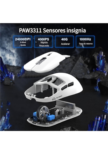 Freewolf A6 Kablosuz Oyuncu Mouse Paw3311 1000 Hz 24000 Dpı Profesyonel Bluetooth Üç Modlu Bağlantı -