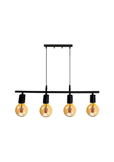 Roma Modern Tasarım Camsız Sıralı Dörtlü Avize Ampülsüz, Siyah