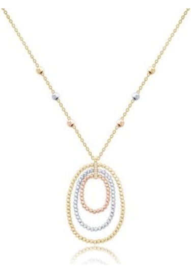 Diamond Line-Gülaylar - 3 Renkli Altın 14 Ayar Toplu Kolye N11.24644