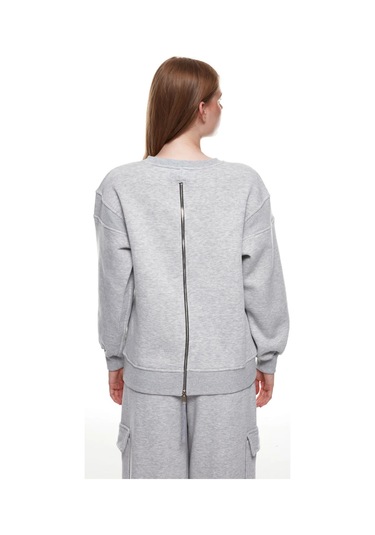 Fermuar Detaylı Sweatshirt Gri