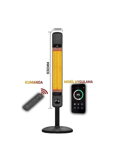 Luxeva Elektrikli Isıtıcı Smart-fr Jetblack Akıllı Karbon Infrared Su Geçirmez Ip55 2500w