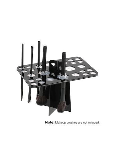 Samdoo Siyah Akrilik Makyaj Fırçası Kurutma Ve Saklama Rafı - 26 Delikli 4 Büyük, 6 Orta, 16 Küçük - Montaj/kaldırma Kolay - Fırçalarınızın Ömrünü Uzatır